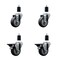 Service Caster 3.5'' Thermoplastic Rubber Wheel Swivel 1-1/2'' Expanding Stem Caster Set 2 Brakes, 4PK SCC-EX20S3514-TPRB-2-PLB-2-112 - alternate 1